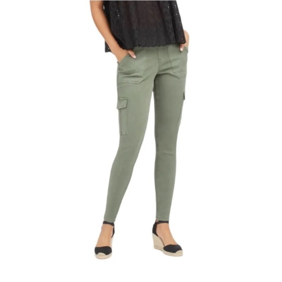 SPANX size Small S/P Stretch Twill Ankle Cargo Pant Soft Sage Olive $128 NWT NEW - Picture 6 of 15